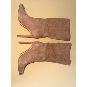 NEW - Sam Edelman Waylyn Studded Suede Boots Praline Tan Pointed Toe Stiletto 4"